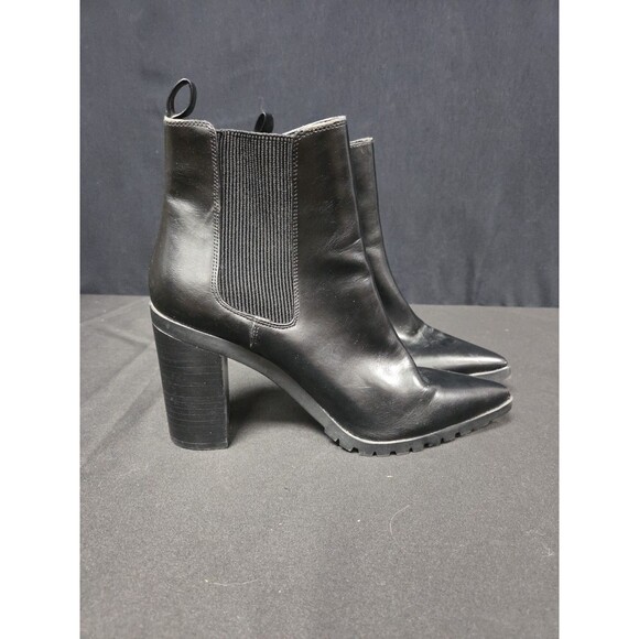 Charles David Black Leather Size 9.5 Platform Ankle Chelsea Deputy Boot Bootie - Picture 4 of 8